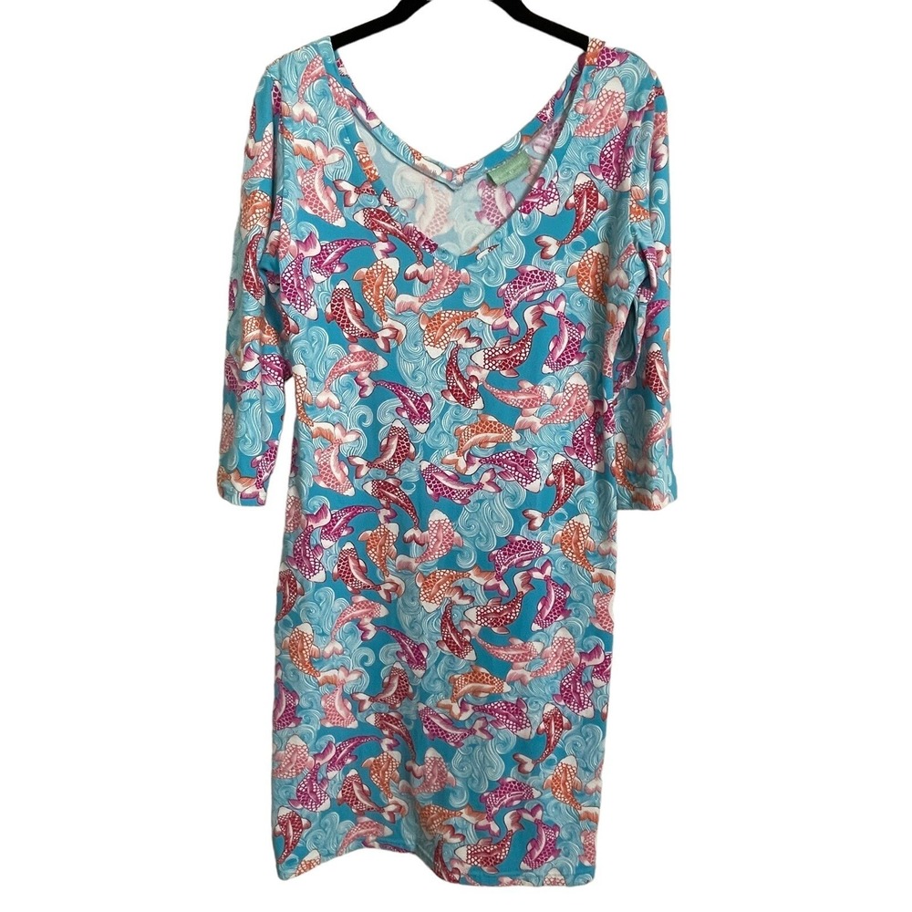 Manuel Canovas Size‎ 8/10 Tropical Koi Fish Turquoise Pink Dress